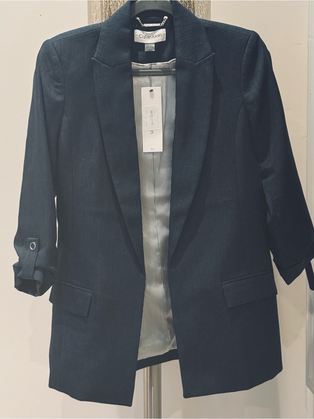 Calvin Klein Dark Navy Open-Front Blazer